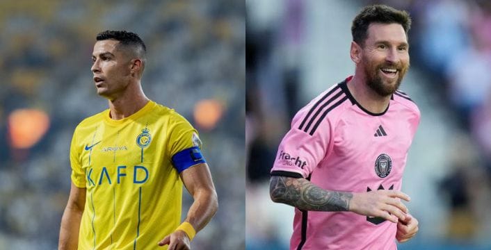 Cristiano Ronaldo (L) and Lionel Messi (R)