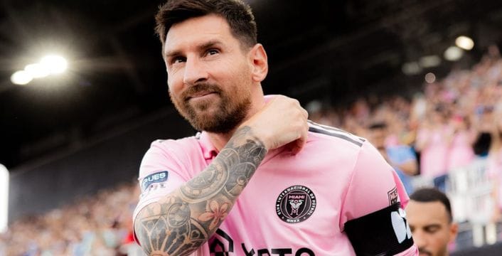 Lionel Messi, coming out of the tunnel for Inter Miami of the Major League Soccer