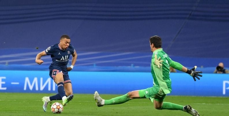 Kylian Mbappe and Thibaut Courtois