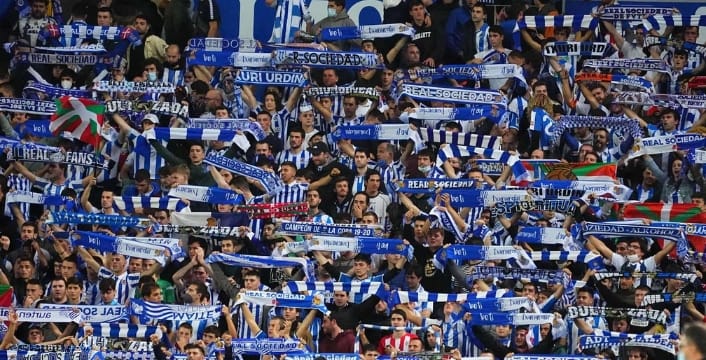 Real Sociedad Fans at Reale Arena, also known as Estadio Anoeta